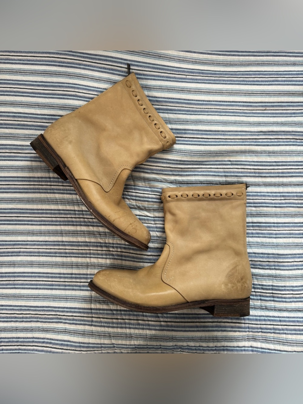 Farylrobin x Free People Dakota Tan Leather Pigskin Mid-Calf Fall Western Boots